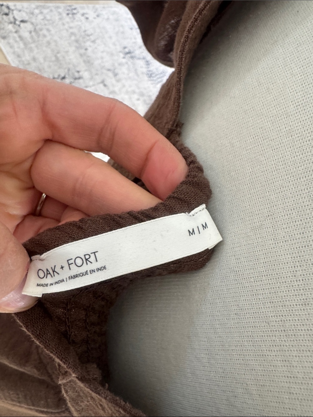 Oak + Fort Brown Linen Blend Mini Dress Size Medium Cottagecore - Picture 5 of 5